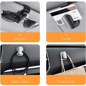 Baseus Car Glasses Case Auto Sun Visor Glasses Holder Sunglasses Clip Card Ticket Holder Pen Case Clip Box Universal Accessories