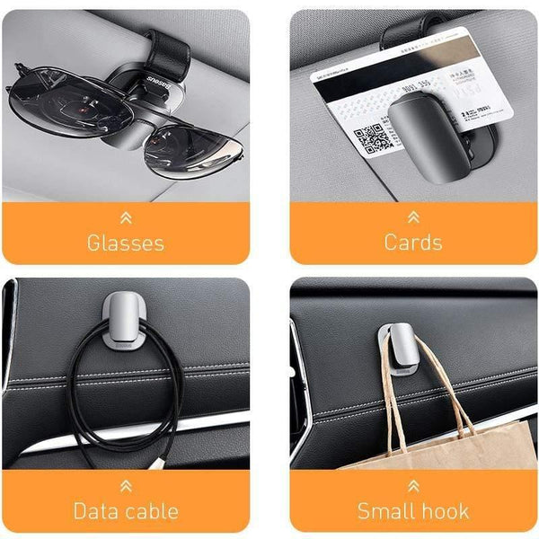 Baseus Car Glasses Case Auto Sun Visor Glasses Holder Sunglasses Clip Card Ticket Holder Pen Case Clip Box Universal Accessories
