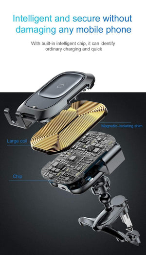Planet Gates Baseus Car Phone Holder for iPhone Intelligent Infrared Sensor Qi Car Wireless Charger Air Vent Mount Mobile Phone Holder Stand