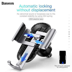Baseus Car Phone Holder for iPhone Samsung Mobile Phone Holder Stand Metal Gravity Air Vent Mount GPS Cell Phone Holder in Car