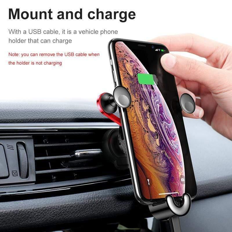 Baseus Car Phone Holder Gravity Air Vent Mount Mobile Phone Holder Stand for Android Smartphone with USB C Cable for Samsung
