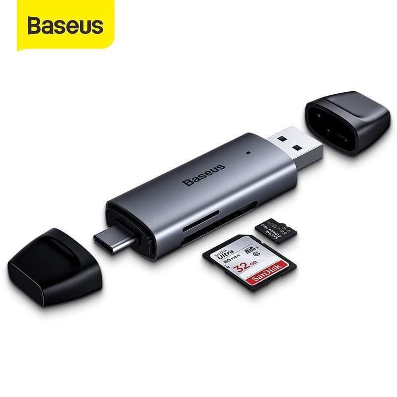 Baseus Card Reader Type C USB 3.0 to USB Micro SD TF Cardreader Adapter for Laptop Acessories Multi Smart Memory Card Reader (Gray  Card Reader)