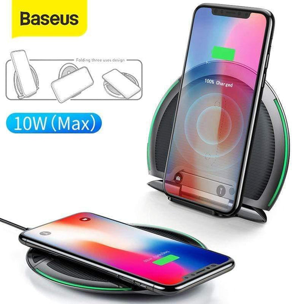 Baseus Collapsible Qi Wireless Charger for iPhone 11 Pro Max X XR XS Multifunction Fast Wireless Charging for Samsung S9/S9+/S8 (black)