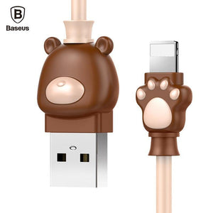 Planet Gates Baseus Cute Bear USB Cable For iPhone X 8 7 6 6s Plus 5 5s Mobile Phone Cable Fast Data Sync Charging For iPhone Charger Cable