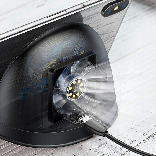Baseus Desktop QI Wireless Charger 10W Radiating Fan Wireless Fast Charging Charger for iPhone XS Max XR Samsung S9 S8 Note 10 9 (WHITE)