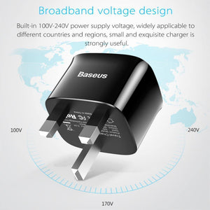 Planet Gates Baseus Dual Ports USB Charger UK Plug USB Travel Wall Charger Adapter 5V 2.4A Mobile Phone Charger For iPhone Xs Samsung Xiaomi