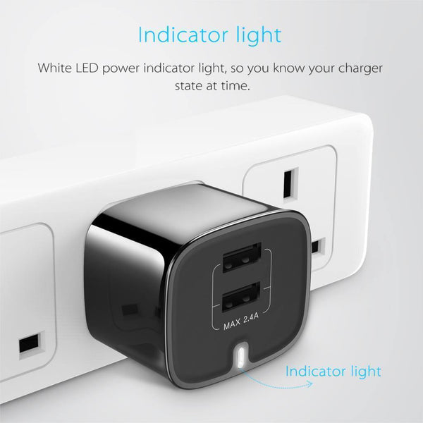 Planet Gates Baseus Dual Ports USB Charger UK Plug USB Travel Wall Charger Adapter 5V 2.4A Mobile Phone Charger For iPhone Xs Samsung Xiaomi