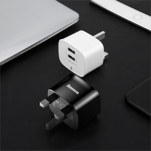 Planet Gates Baseus Dual Ports USB Charger UK Plug USB Travel Wall Charger Adapter 5V 2.4A Mobile Phone Charger For iPhone Xs Samsung Xiaomi