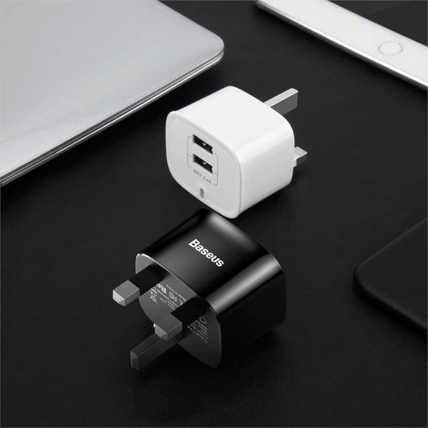 Planet Gates Baseus Dual Ports USB Charger UK Plug USB Travel Wall Charger Adapter 5V 2.4A Mobile Phone Charger For iPhone Xs Samsung Xiaomi