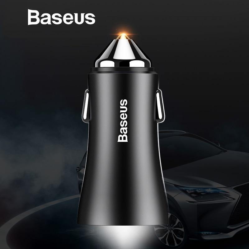 Planet Gates Baseus Dual USB Car Charger For iPhone XS Samsung Mobile Phone Charger Car Cigar Lighter Tablet GPS Travel Adapter Phone Charger