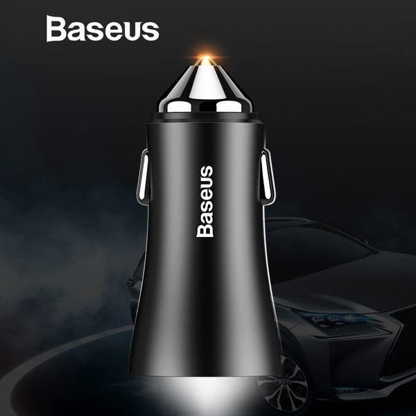 Planet Gates Baseus Dual USB Car Charger For iPhone XS Samsung Mobile Phone Charger Car Cigar Lighter Tablet GPS Travel Adapter Phone Charger