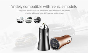 Planet Gates Baseus Dual USB Car Charger For iPhone XS Samsung Mobile Phone Charger Car Cigar Lighter Tablet GPS Travel Adapter Phone Charger