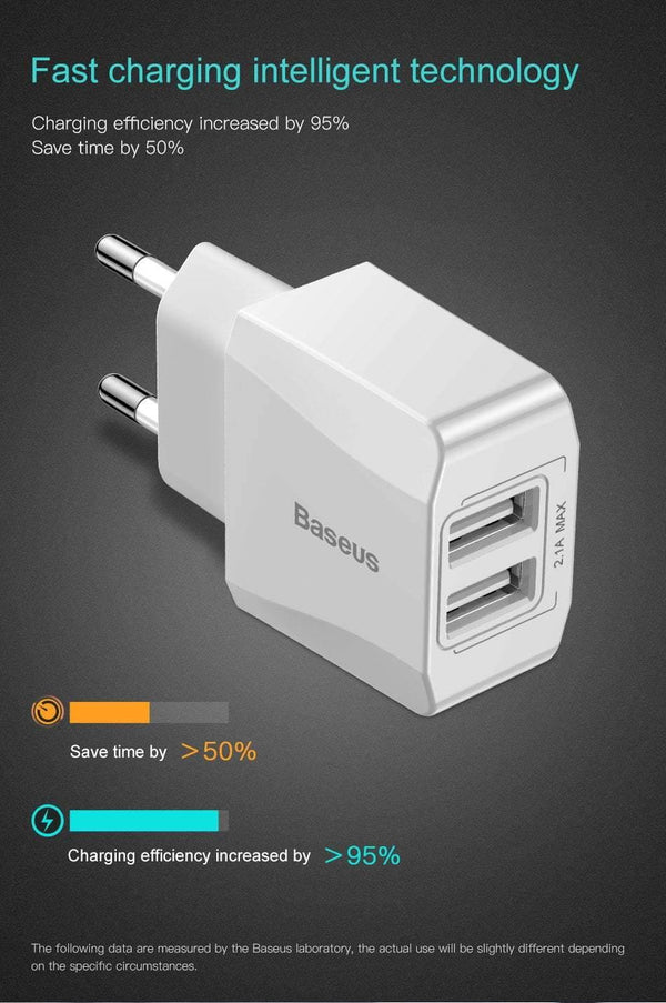 Planet Gates Baseus Dual USB Charger For iPhone Xs Max X 8 Samsung S9 S8 Xiaomi Mi 8 Mix3 EU Adapter Fast Charging Wall Mobile Phone Charger