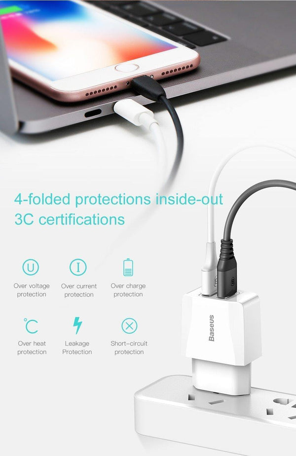 Planet Gates Baseus Dual USB Charger For iPhone Xs Max X 8 Samsung S9 S8 Xiaomi Mi 8 Mix3 EU Adapter Fast Charging Wall Mobile Phone Charger