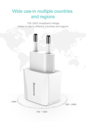 Planet Gates Baseus Dual USB Charger For iPhone Xs Max X 8 Samsung S9 S8 Xiaomi Mi 8 Mix3 EU Adapter Fast Charging Wall Mobile Phone Charger