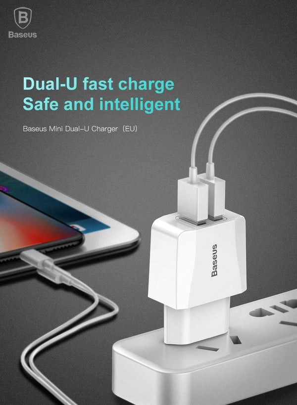 Planet Gates Baseus Dual USB Charger For iPhone Xs Max X 8 Samsung S9 S8 Xiaomi Mi 8 Mix3 EU Adapter Fast Charging Wall Mobile Phone Charger