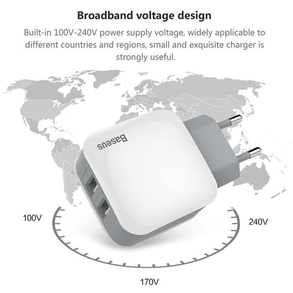 Planet Gates Baseus Dual USB Charger For iPhone Xs Max X Fast Charging Wall Charger For Samsung S9 Xiaomi Mix 3 Mobile Phone Charger Adapter