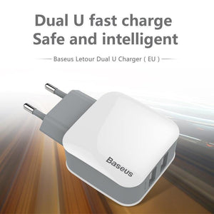 Planet Gates Baseus Dual USB Charger For iPhone Xs Max X Fast Charging Wall Charger For Samsung S9 Xiaomi Mix 3 Mobile Phone Charger Adapter