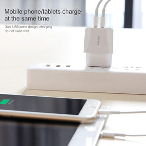 Planet Gates Baseus Dual USB Charger, Mobile Phone EU Charger Plug Travel Wall Charger Adapter For iPhone iPad Samsung Xiaomi Phone Charger
