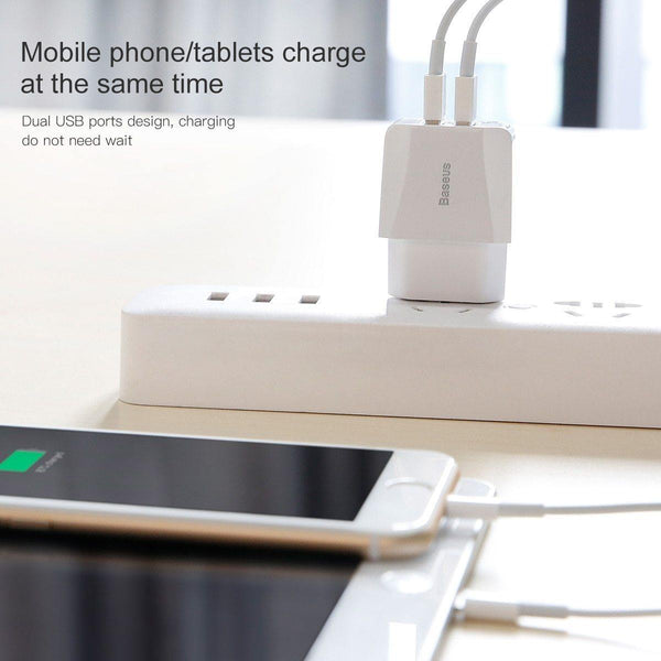 Planet Gates Baseus Dual USB Charger, Mobile Phone EU Charger Plug Travel Wall Charger Adapter For iPhone iPad Samsung Xiaomi Phone Charger