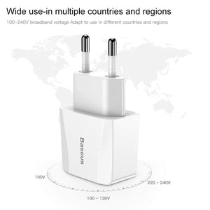 Baseus Dual USB Charger, Mobile Phone EU Charger Plug Travel Wall Charger Adapter For iPhone iPad Samsung Xiaomi Phone Charger - Planet Gates