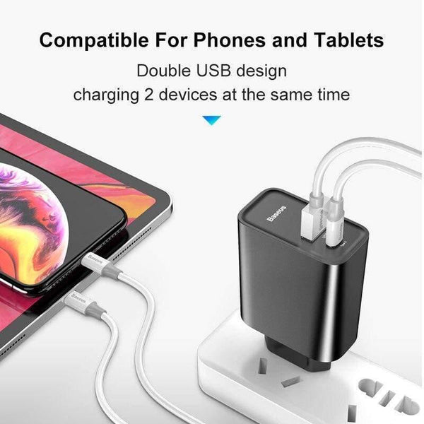 Baseus Dual USB Fast Charger 30W Support Quick Charge 4.0 3.0 Phone Charger Portable USB C PD Charger QC 4.0 3.0 ForXiaomi