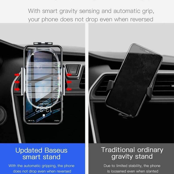 Baseus Electric Car Phone Holder For iPhone 11 Samsung Air Vent Mount Intelligent Touch Sensor Mobile Phone Holder Stand