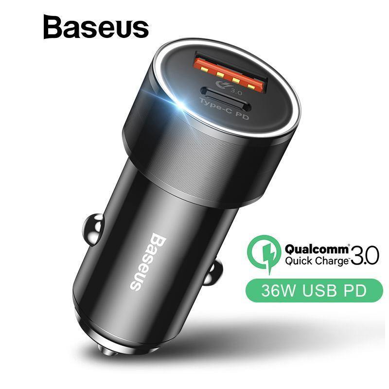 Planet Gates Baseus Fast Car Phone Charger for iPhone USB Type C PD Quick Charge 3.0 QC3.0 Car Charger For Samsung S9  Xiaomi Mi8 Car-Charger