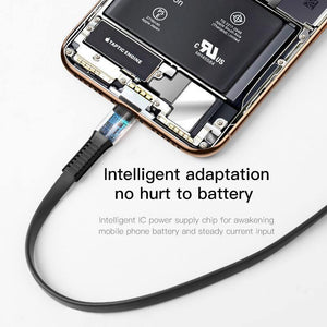 Planet Gates Baseus Flat USB Cable For iPhone XS Max XR X 8 7 6 6s Plus 5 5s se iPad Mini Fast Data Charging Charger Cord Mobile Phone Cable