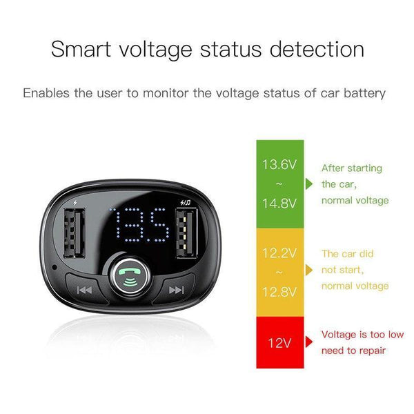 Planet Gates Baseus FM Transmitter Aux Modulator Bluetooth Car Charger Kit Handsfree Audio MP3 Player 3.4A Dual USB Fast Mobile Phone Charger