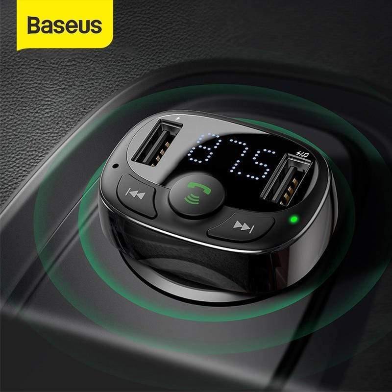 Baseus FM Transmitter Aux Modulator Wireless Bluetooth Handsfree Car Kit Car Audio MP3 Player Quick Charge Dual USB Car Charger (BLACK)