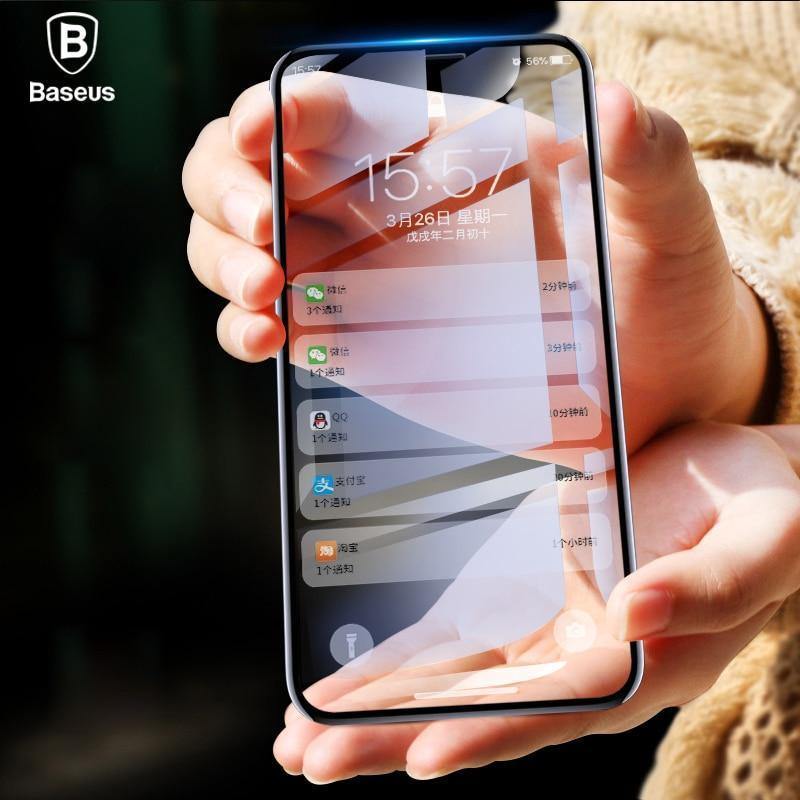 Planet Gates Baseus For iPhone X Screen Protector 0.2mm 9H Tempered Glass For iPhone X 10 Ultra Thin 6D Full Coverage Front Protective Glass
