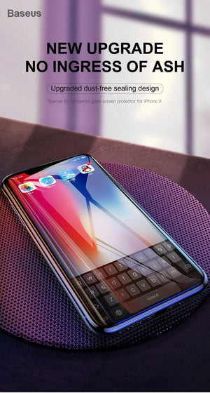 Planet Gates Baseus For iPhone X Screen Protector 0.2mm 9H Tempered Glass For iPhone X 10 Ultra Thin 6D Full Coverage Front Protective Glass