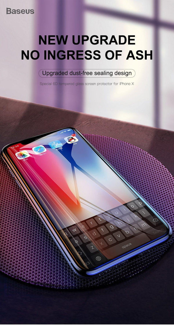 Planet Gates Baseus For iPhone X Screen Protector 0.2mm 9H Tempered Glass For iPhone X 10 Ultra Thin 6D Full Coverage Front Protective Glass