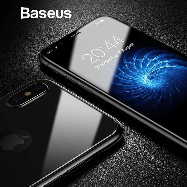 Planet Gates Baseus Front Glass + Back Film Screen Protector For iPhone X Tempered Glass 0.3mm Ultra Thin 100% Pure Glass Protective Film 9H