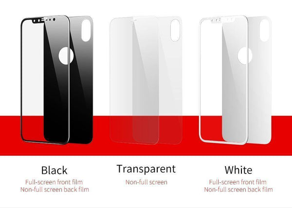 Planet Gates Baseus Front Glass + Back Film Screen Protector For iPhone X Tempered Glass 0.3mm Ultra Thin 100% Pure Glass Protective Film 9H