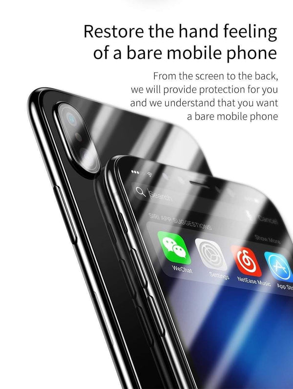 Planet Gates Baseus Front Glass + Back Film Screen Protector For iPhone X Tempered Glass 0.3mm Ultra Thin 100% Pure Glass Protective Film 9H