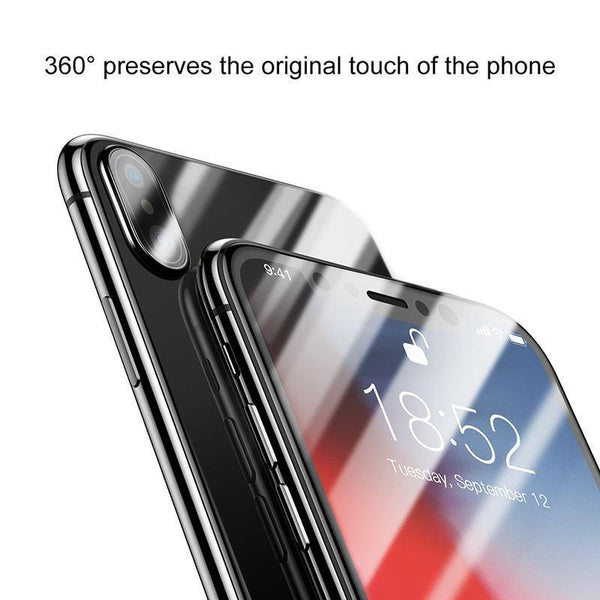 Planet Gates Baseus Front Screen Protector + Back Tempered Glass For iPhone Xs Xs Max XR 2018 Protective Glass 9H Thin Full Coverage Glass