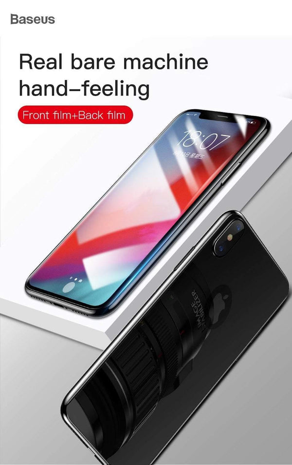 Planet Gates Baseus Front Screen Protector + Back Tempered Glass For iPhone Xs Xs Max XR 2018 Protective Glass 9H Thin Full Coverage Glass