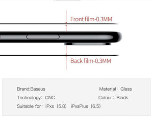 Planet Gates Baseus Front Screen Protector + Back Tempered Glass For iPhone Xs Xs Max XR 2018 Protective Glass 9H Thin Full Coverage Glass