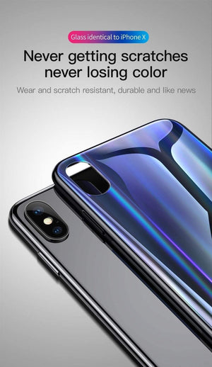 Planet Gates Baseus Gradient Glass Case For iPhone X 10 Coque Luxury Aurora Tempered Glass Protective Back Cover For iPhoneX 10 Case Capinhas