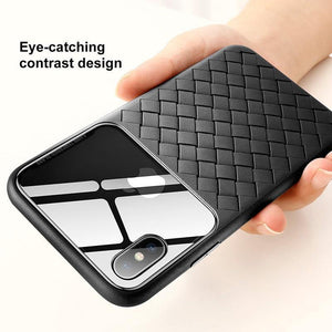 Planet Gates Baseus Grid Pattern Case For iPhone Xs Max Luxury Silicone + Tempered Glass Case For iPhone Xs Xs Max XR 2018 Phone Accessories