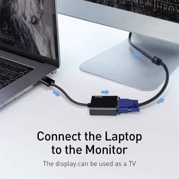 Baseus HDMI to VGA Adapter for Xiaomi Box 3 4 Male HDMI to Female VGA Adapter 1080P Converter with 3.5 Jack for TV PC Projector