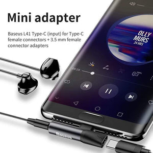 Baseus L41 Usb C to 3.5mm Aux Jack Audio Adapter Audio splitter Type-C Charging Adapter For Xiaomi mi 9 Smart Phone