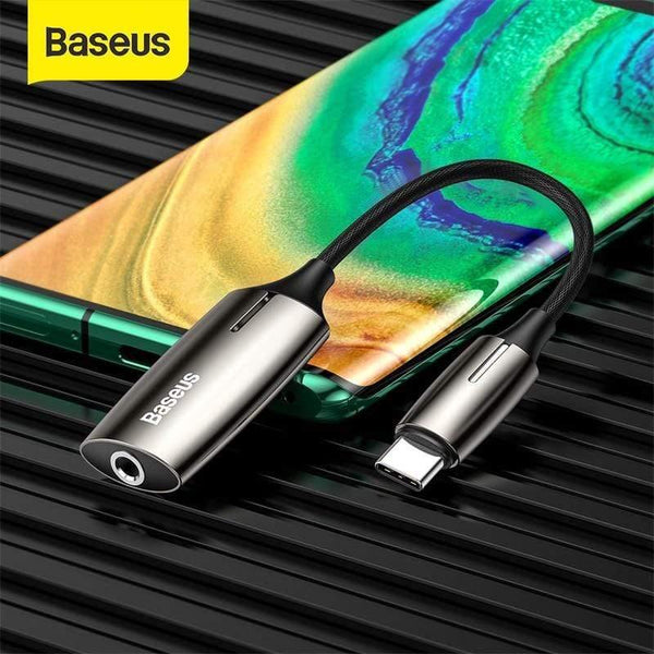 Baseus L60s  USB Type C to 3.5mm aux audio Adapter Quick Charging USB C Extension Cable with Light Interface for Smart Phone
