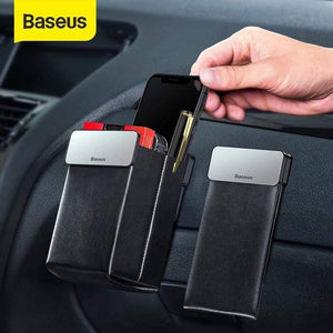 Baseus Leather Car Storage Bag Tidy Car Seat Organizer Universal Cell Phone Pouch Magnet Collecting Pocket Auto Accessories