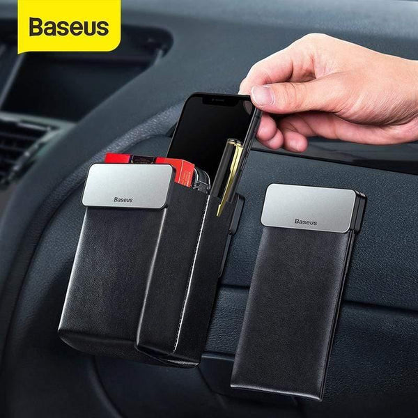 Baseus Leather Car Storage Bag Tidy Car Seat Organizer Universal Cell Phone Pouch Magnet Collecting Pocket Auto Accessories