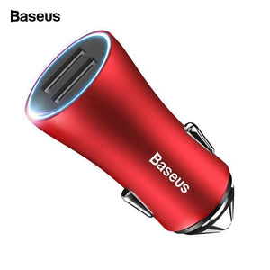 Planet Gates Baseus LED Car USB Charger For iPhone Samsung Xiaomi 2.4A Fast Charge Adapter Metal Mini USB Car-Charger For Mobile Phone