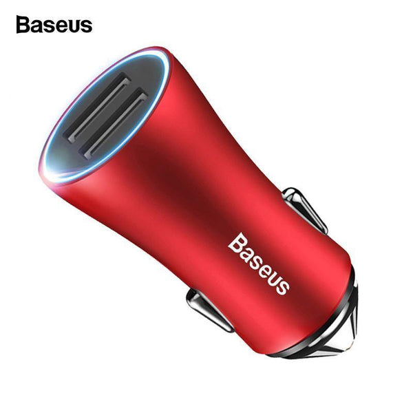 Planet Gates Baseus LED Car USB Charger For iPhone Samsung Xiaomi 2.4A Fast Charge Adapter Metal Mini USB Car-Charger For Mobile Phone