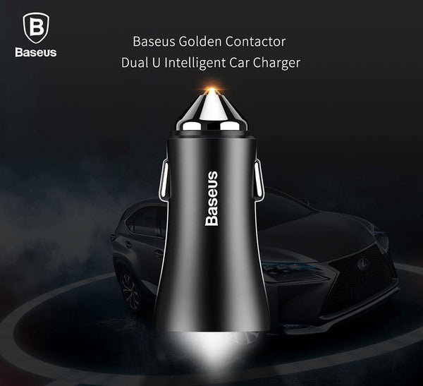 Planet Gates Baseus LED Car USB Charger For iPhone Samsung Xiaomi 2.4A Fast Charge Adapter Metal Mini USB Car-Charger For Mobile Phone